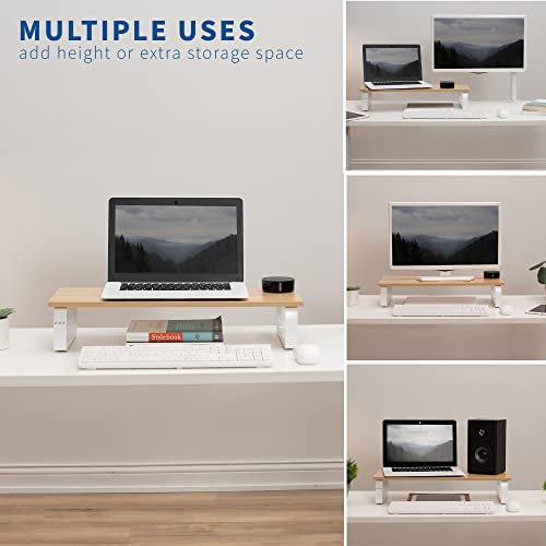 VIVO 24 inch Monitor Stand, Wood and Steel Desktop Riser, Screen, Keyboard, Laptop, Small TV, Ergonomic Desk and Tabletop Organizer, Light Wood, STAND-V000WM - color: Light Wood