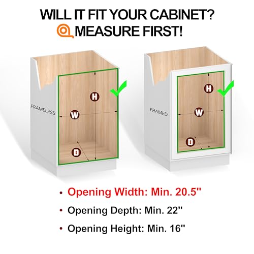 JOWBOOW 2-Tier Cabinet Pull Out Shelves (20" W x 22" D), Slide Out Shelves for Kitchen Cabinets, Metal Pots and Pans Organizer for Under Cabinet - size: 20 x 22 Inch