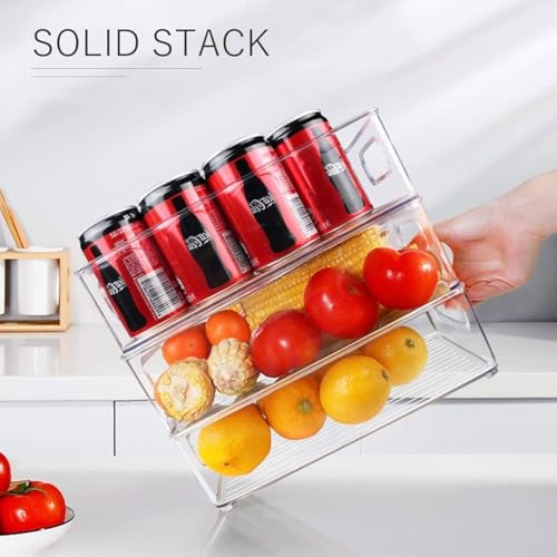 3 Pack Refrigerator Organizer Bins, 3 Sizes Stackable Clear Pantry Storage with Handles for Fridge, Freezer, Shelves, Drawer, Snack Organizer for Home & Kitchen - size: 3 Pack