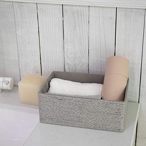 LA JOLIE MUSE Storage Baskets Set 4 - Stackable Woven Basket Paper Rope Bin, Storage Boxes for Makeup Closet Bathroom Bedroom (Gray) - color: Gray