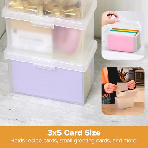 Bostitch Konnect Storage Containers with Lids, Office Organizer, Clear Plastic Box, Stackable for Index Cards, Labels, 1 Qt, 3 Pack - size: 3-Pack