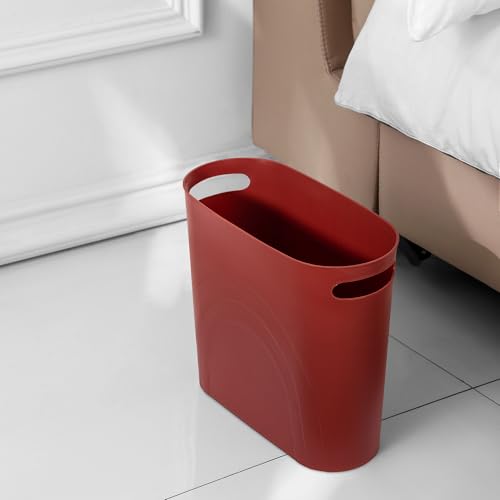 rejomiik Small Trash Can, 3.5 Gallon Slim Garbage Can Plastic Waste Basket with Handles Container Bin for Narrow Spaces Bathroom, Bedroom, Kitchen, Office at Home, Red - color: Red, size: 1 pack