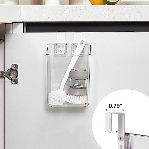 vacane Plastic Over Cabinet Door Organizer with Removable Hooks, Clear Hanging Baskets for Organizing Over the Cabinet Organizer Holder for Kitchen, Pantry, Bathroom-Hang Outside or Inside Door-M - style: M