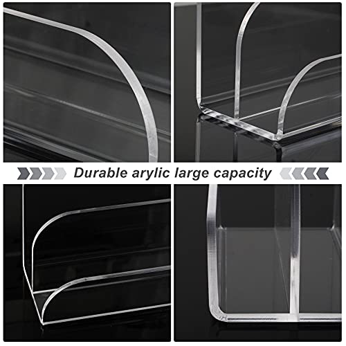 Acrylic Mail Organizer - 2 Section Desk Organizer with File Sorter and Letter Holder