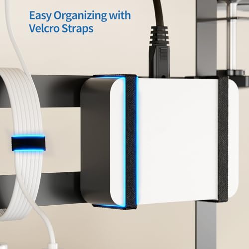 YECAYE Under Desk Cable Management Tray, No Drill Clamp Mount Metal Cable Management Tray with Desk Protection Pads, Under Desk Organizer Easy Installation with Hook & Loop Straps for Home Office