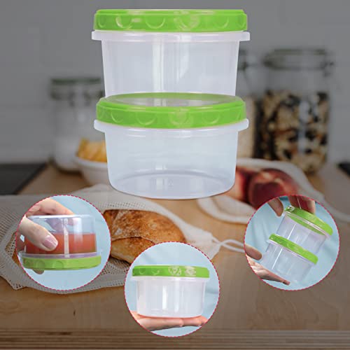 Jucaifu 16 Pack 8 Ounce reuseable small plastic freezer storage container jars with screw lid for food snacks lunch Green - color: Green(16PCS)