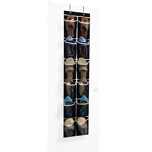 ZOBER Over the Door Shoe Organizer - 12 Mesh Pockets, Space Saving Hanging Shoe Holder for Maximizing Shoe Storage, Accessories, Toiletries, Etc. No Assembly Required, Organizer for Shoes 57½” x 12”