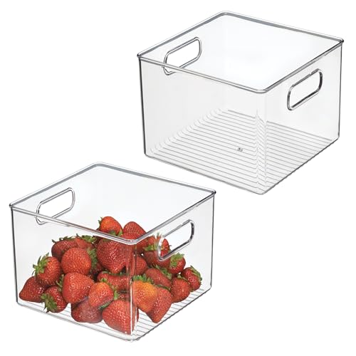 iDesign Pantry Storage Bin with Handles for Kitchen Cabinets or Fridge - Set of 2 - Clear - Made in USA - style: Pack of 2
