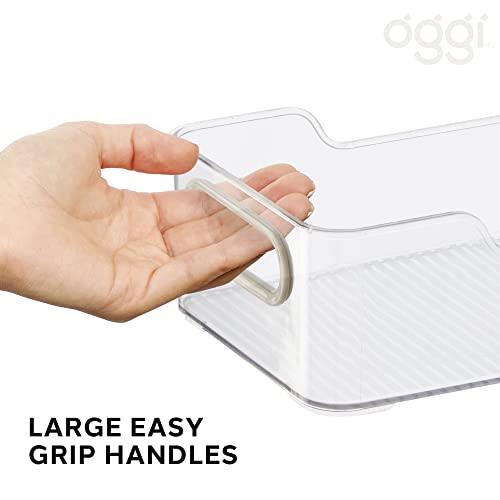 Oggi Cabinet/Drawer Storage Bin - 14" x 5" (Set of 6), Clear/Gray, Ideal for Kitchen Organization, Pantry Storage, Fridge Organizing - size: 14" x 5" (set of 6)