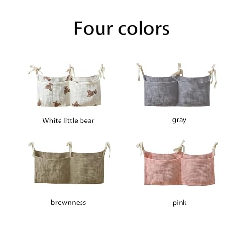 Bedside hanging bag for storing baby milk bottles and blankets - Baby diaper folding bed organizer bag - Gray - color: grey
