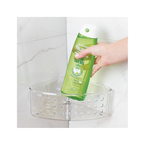 iDesign Plastic Suction Cup Corner Shower Basket for Bathroom Storage - Clear - Made in USA - style: Pack of 1