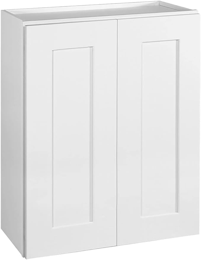 Design House Brookings Shaker Unassembled Wall Kitchen Cabinet W2430, 24 W x 12 D x 30 H, Painted White, Solid Wood, Design House, 561720