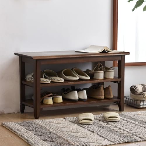 XKZG Storage Bench Wooden Shoe Rack Bench Rustic Solid Wood Entryway Bench (Brown,31.5") - color: Brown, size: 31.5"W x 11.8"D x 16.5"H