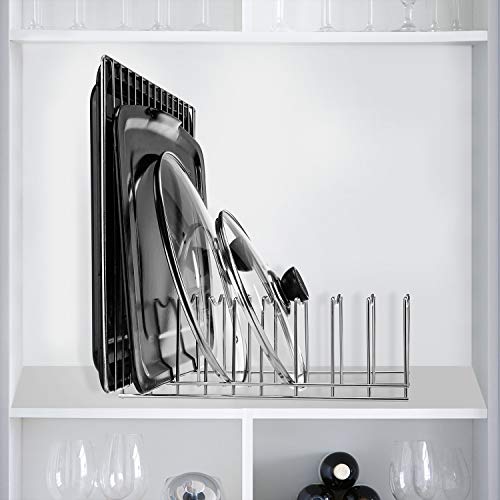Pot Lid Organizer, Kitchen Pot Lid Rack Holder, Rest Cutting Board, Baking Sheet, Stainless Steel (Silver, 1) - color: Silver