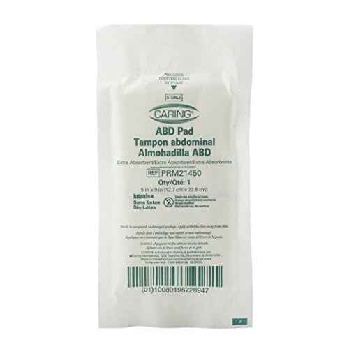 Medline Essentials Sterile Abdominal Pads 8" x 7.5", Cellulose Center for Quick Absorption, Pack of 240