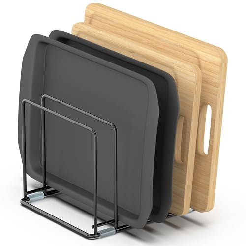Cutting Board Organizer, Kitchen Cabinet Organizer, Divided Rack with 5 Slots for Baking Trays, Cutting Boards - Cookie sheet Organizer Inside Cabinet, Baking Sheets Holder (large) - style: 1PC(Large)