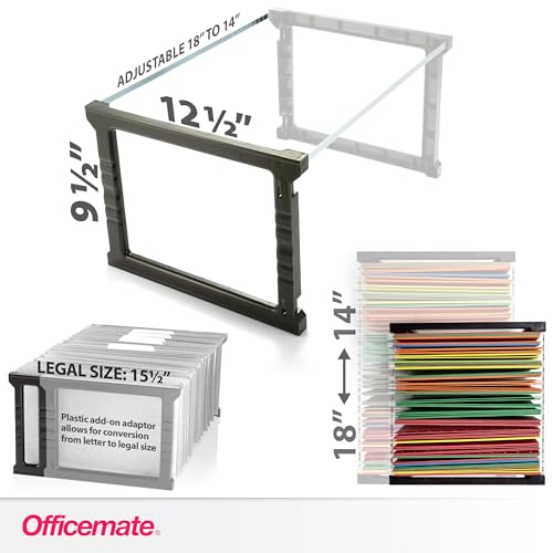 Officemate Plastic Hanging File Folder Frame, 18 Inch, Letter and Legal Size. 1 Set (91961), Black and Gray - size: 18 Inch