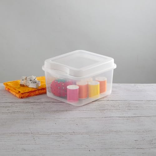 Sterilite FlipTop, Stackable Small Storage Bin with Hinging Lid, Plastic Container to Organize Desk at Home or Office, Clear, 36-Pack - size: 1.5 Cubic Feet, style: 36 Pack