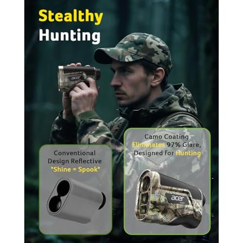 Acer Hunting Range Finder with Slope - 800/1200 Yards Range Finder for Hunting, 6X Magnification, Waterproof Archery Rangefinder for Deer, Rechargeable Battery with Magnet Stripe