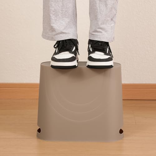 rejomiik Small Trash Can, Slim Garbage Can Plastic Waste Basket with Handles 3.5 Gallon Container Bin for Narrow Spaces Bathroom, Bedroom, Kitchen, Office at Home, 2 Pack Khaki - color: Khaki, size: 2 pack