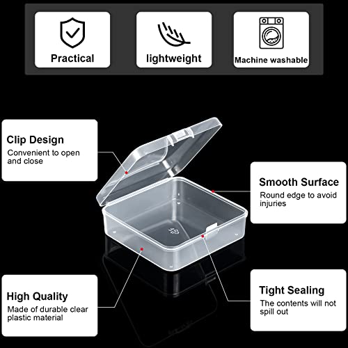 SATINIOR 100 Pcs Clear Plastic Beads Storage Containers Box Small Clear Boxes with Hinged Lid Plastic Case Mini Square Arts Crafts Storage Organizers for Small Items(2.9 x 2.9 x 1 Inch) - size: 2.9 X 2.9 X 1 Inch