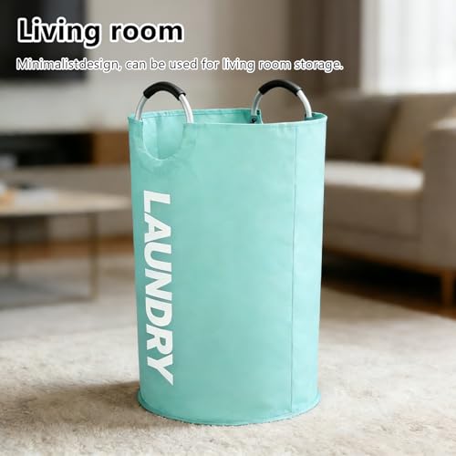 A large 90 liter laundry basket that can be folded for easy carrying. Suitable for bathrooms, laundry rooms, and travel (Blue) - color: Blue
