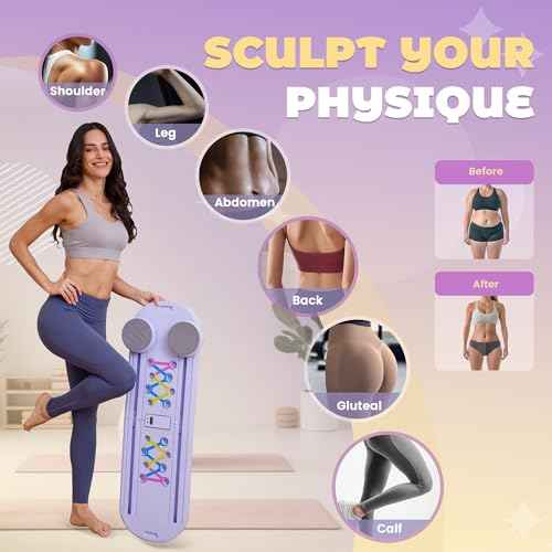 Pilates Board,7 in 1 Multifunctional Pilates Reformer Machine with Battery, Portable and Foldable Pilates Board Unisex Pilates Core Workout Equipment for Home Office Use