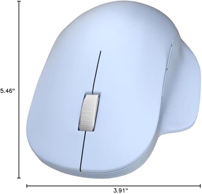 Microsoft Bluetooth Ergonomic Mouse - Pastel Blue - with thumb rest, precise tracking, and customizable buttons