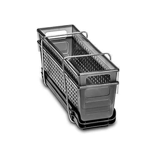 madesmart 2-Tier Under Sink Organizer with Pull-Out Drawers, Adjustable Dividers, Storage for Cleaning Supplies & Bottles, Carbon