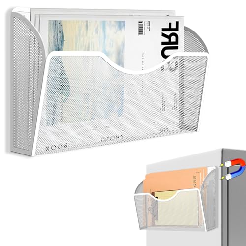 Magnetic File Holder 1 Pockets File Folder Organizer, Office Hanging Magazine Rack for File Cabinets, Magnetic Paper Holder, No Drilling Mail Organizer for Refrigerator, Office