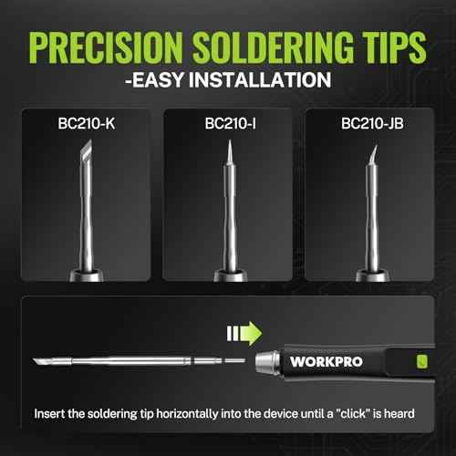 WORKPRO DC Soldering Iron Kit, Fast Heating Soldering Iron Pen with 3 Tips, Portable Lightweight Solder Iron for Electronics, Metal, DIY, Accurate Temp Control, OLED Screen Display, PD/QC Protocols