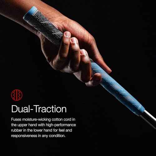 Golf Pride MCC Plus4 Golf Club Grip - All-Weather Hybrid Grip with Larger Lower Hand - Brushed Cotton Cord & Pebbled Texture - Dark Red/White