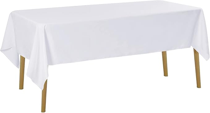 6 Pack White Tablecloth 60 x 102 Inch Table Cloth for 6 Foot Rectangle Tables, Wrinkle Resistant Washable Polyester Fabric Table Covers for Party, Wedding,Dining,and Banquet