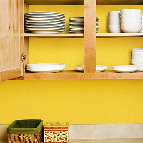Abyssaly Yellow Wallpaper Peel and Stick Removable Wallpaper for Girls Bedroom 15.7" X 118" Self Adhesive Embossed Silk Textured Wallpaper Modern Home Decorative Shelf Liner Paper