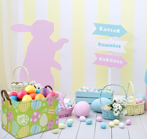 NTAOHAMPER Rectangular Green Easter Basket,Easter Gift Basket Empty,Toys/Books Box,Room Decor(Green Easter Egg) - color: Green Easter Egg