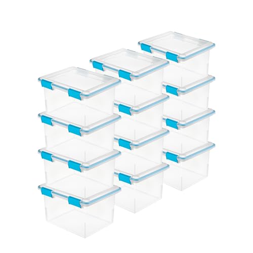Sterilite 12-Pack Gasket Box, Weather-Resistant Storage Bins with Latching Lids, 32 Quart - Heavy-Duty Organizing Containers for Closet, Bathroom, and Office - size: 32 Quart, style: 12 Pack