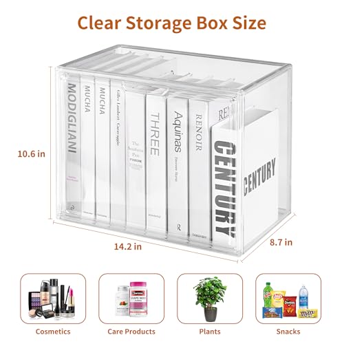 Clear Acrylic Display Case with Magnetic Lid-Dustproof Plastic Book Storage box,Clear Box,Purse Storage Organizer,Action Figure Display Case,Acrylic Sneaker Shoe Box(1 Pack) - style: 14.2"L x 8.7"W x 10.6"H - 1 Pack