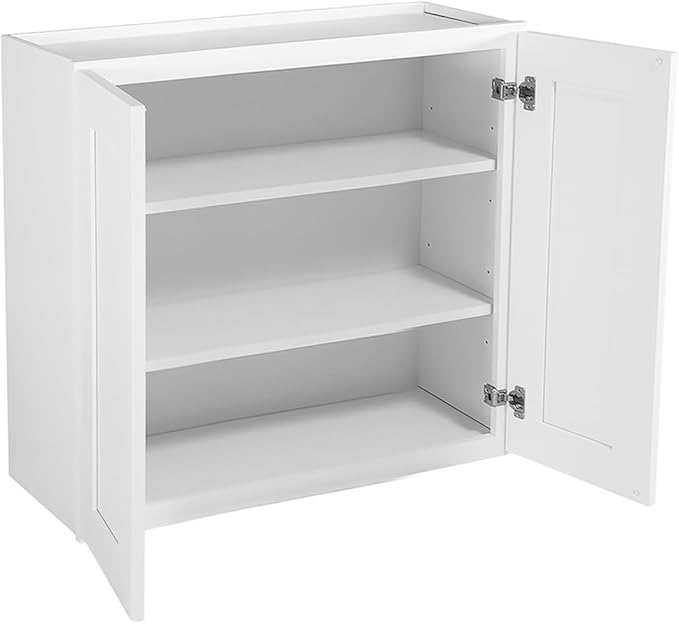 Design House Brookings Shaker Fully Assembled Wall Kitchen Cabinet W3336, 33 W x 12 D x 36 H, Painted White, Solid Wood, Design House, 569129