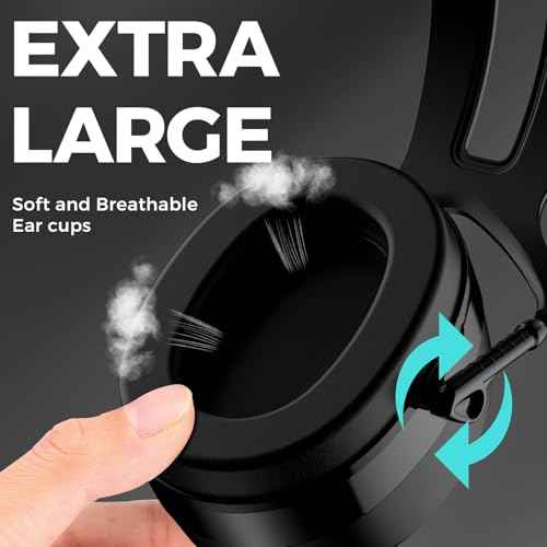 ProCase Extra Large SNR 37dB Noise Cancelling Headphones, NRR 30dB Hearing Protection Ear Muffs for Adults Noise Reduction, Wide Size Adjustment and Comfortable -Black