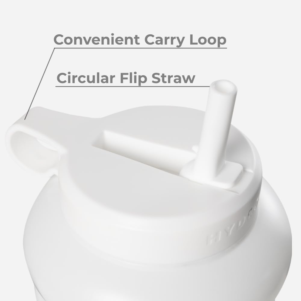 HydroJug Pro 73 oz Plastic Water Jug with Handle & Flip Straw, White