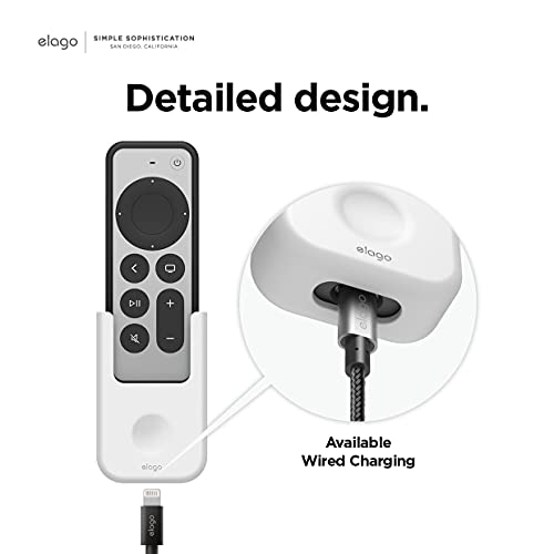 elago Universal Remote Holder Mount Compatible with Apple TV and All Other Control Devices - Adhesive Tape or Screw Mounting Options, Available Wired Charging [Small] [3rd & 2nd Gen] [White] - color: White, size: Small - 2&3 Gen