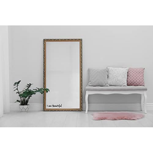 The I am Me Movement- Inspirational Stickers, Mirror Decals, Bathroom D?cor , Peel & Stick Wall Decal, Mirror Decor, Vinyl Decal, Mirror Stickers (I am Beautiful (Sm w/ Mini)) Black