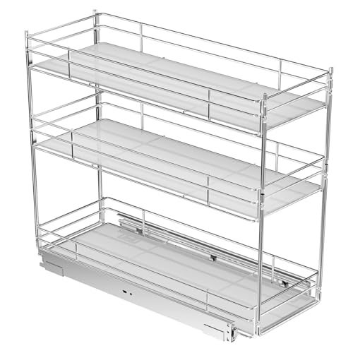 ROOMTEC Pull Out Spice Rack for Narrow Cabinet (7" W X 20½" D),3 Tier Heavy Duty Sliding Spice Cabinet Organization Shelf Racks, Pull Out Shelves Under Cabinet Storage for Kitchen - size: 7" W x 20½" D, 3 Tier, Heavy Duty