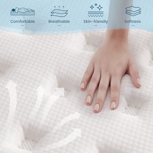 King Size Mattress, 12 Inch Hybrid Memory Foam Mattress with Pocket Springs for Motion Isolation Pressure Relief, CertiPUR-US