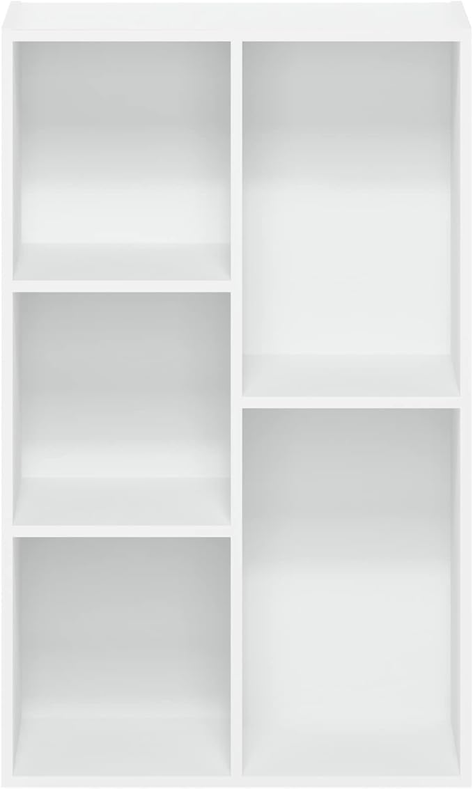 Furinno Luder 5-Cube No Tool Assembly Open Shelf, White