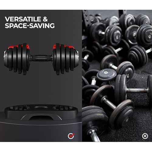 Yaheetech Adjustable Dumbbell Set 28/40/52.5/90LBS Adjustable Dumbbells Fast Adjust Dumbbell Weight Set with Anti-Slip Handle and Tray for Men/Women Home Gym Strength Training Equipment Single/Pair