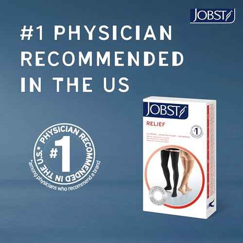 JOBST Relief Waist High Graduated Compression Stockings 15-20mmHg - Comfortable Unisex Design - Closed Toe, Beige, Petite Small