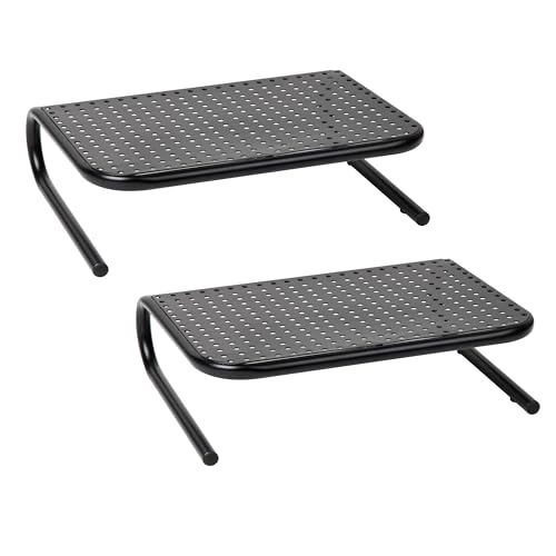 Mind Reader Monitor Stand, Ventilated Laptop Riser, Desktop Organizer, Metal, Set of 2, Black - size: 2-Pack