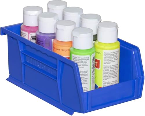 Akro-Mils 30220 AkroBins Plastic Storage Bins, Space-Saving Stackable Bins for Garage, Pantry, Craft Organization, 7" x 4" x 3", Blue, 24-Pack - color: Blue