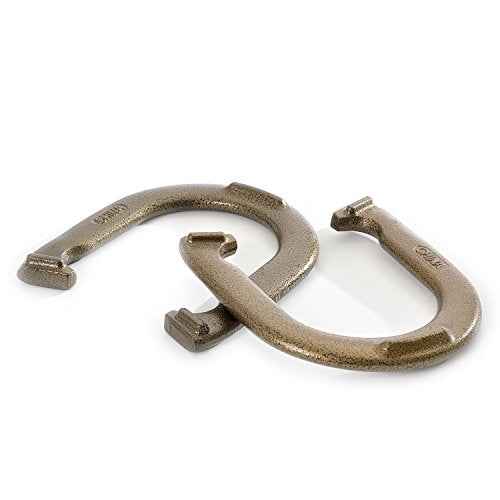 Franklin Sports Horseshoe Set - Cast iron Horseshoes and Steel Stakes - Official Size and Weight - Perfect for Yard and Beach - Recreational